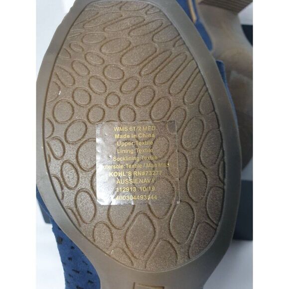 Women's Aussie Blue Suede Heels Cutout Peep-Toe Block Heel Sandals Size 6.5 - Picture 9 of 9